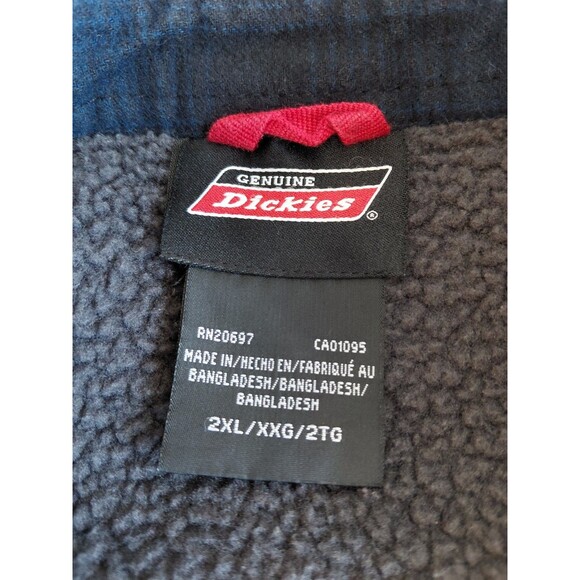 Dickies Blue And Black Plaid Flannel Sherpa Lined Work Jacket 2X - Picture 5 of 11
